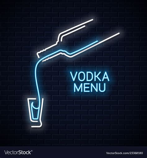 Vodka Bottle Neon Logo Vodka Shot Neon Sign On Vector Image