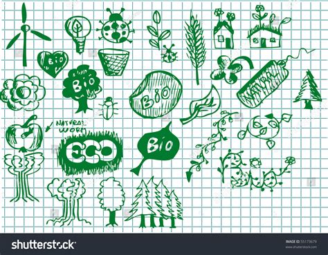 Set Hand Drawn Bio Symbols Stock Vector (Royalty Free) 55173679 | Shutterstock