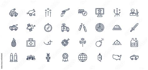 Outline Icons Set From Army Concept Editable Vector Such As Military