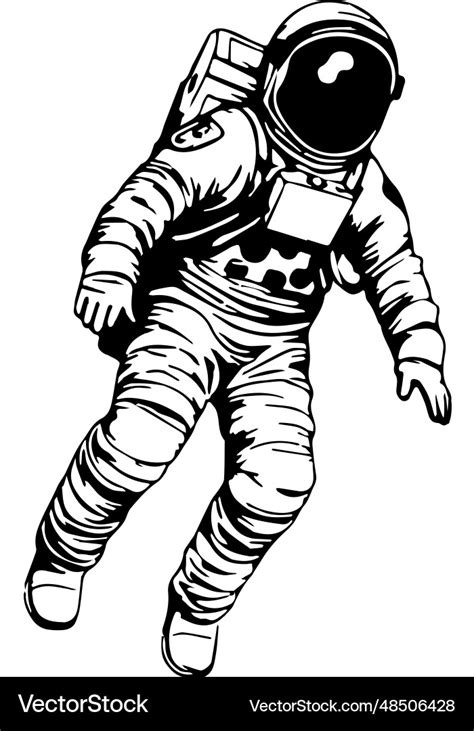 Black And White Of Spaceman Royalty Free Vector Image