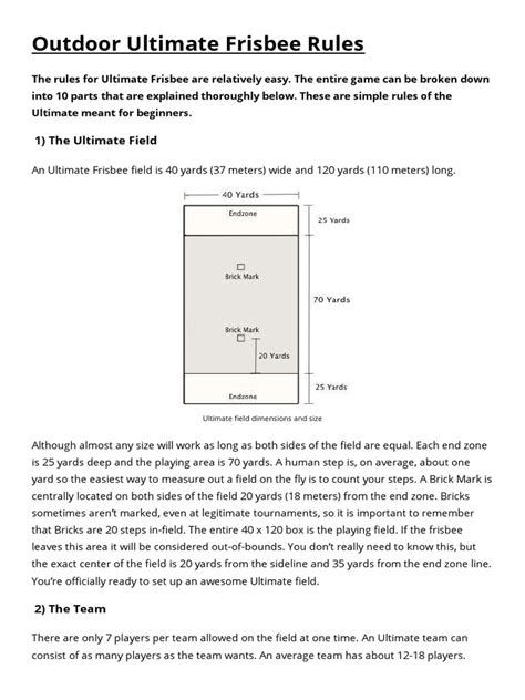 Outdoor Ultimate Frisbee Rules | PDF | Entertainment | Team Sports