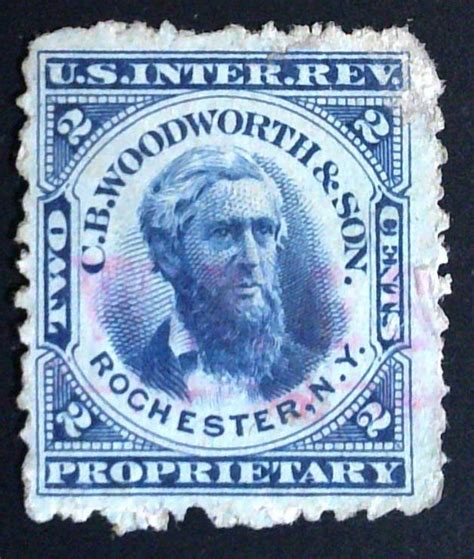 Scott Rt21d 2c Blue Wmk 191r Faults C B Woodworthandson United States Revenues