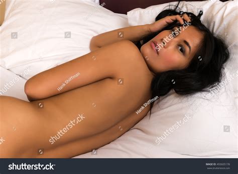 Beautiful Petite Filipino Woman Nude Bed Stock Photo 493605178