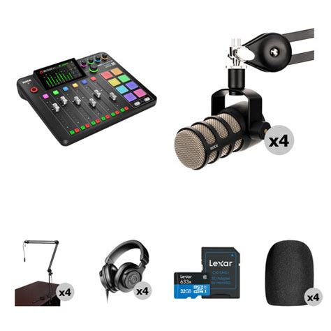 RODE RODECaster Pro II 4 Person Podcasting Kit With PodMics