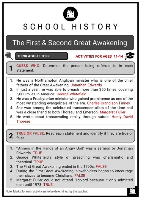 The First Second Great Awakening Facts Transcendentalism