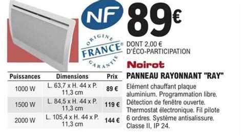 Promo Panneau Rayonnant Ray Noirot Chez E Leclerc Brico ICatalogue Fr