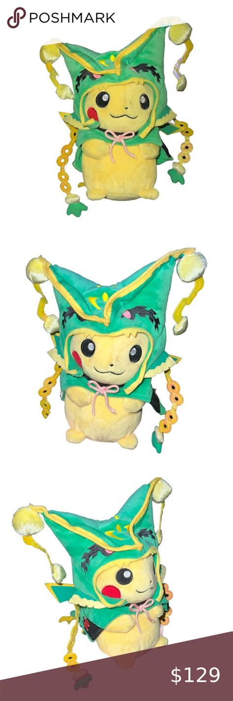 2016 Mega Rayquaza Cape Poncho Pikachu Plush USA Pokemon Center NEW NWT