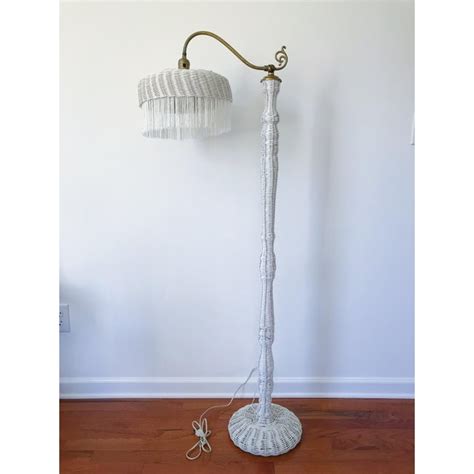 Vintage Victorian White Wicker Floor Lamp | Chairish