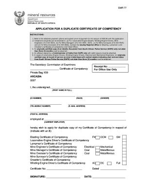 Fillable Online Dmr Gov Application For A Duplicate Certificate Of