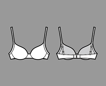 Full Cup Lingerie Technical Fashion Illustration Featuring Adjustable