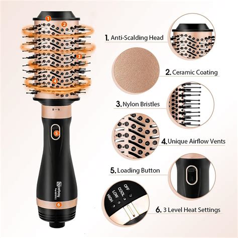 Nicebay In Hot Air Brush Hair Dryer Straightener Curler Volumizer Ceramic Coating