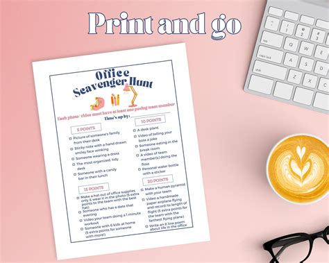 Printable Work Scavenger Hunt Adult Scavenger Hunt Indoor Office Scavenger Hunt Team Building