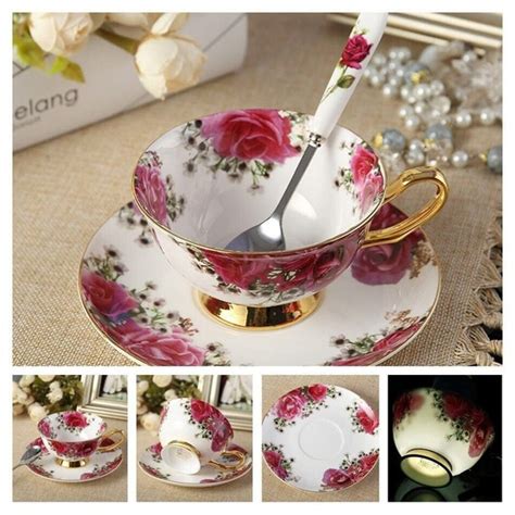 Flower Tea Cup Set Blossom Porcelain Coffee Cup Set Peony Etsy