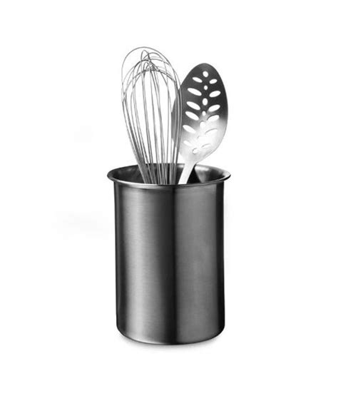 Amco Brushed Utensil Crock Black Stainless Steel Kitchen Tool Set: Buy ...