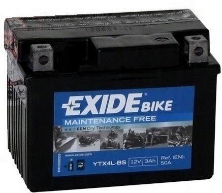 YTX4L Аккумулятор AGM Exide 12V YTX4L BS 3AH скутер ZIPP купить на