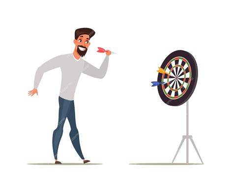 Premium Vector Bearded Man Playing Darts