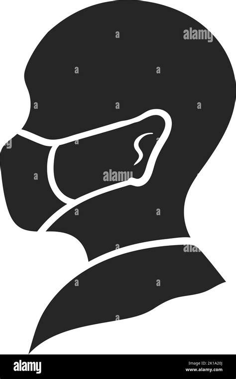 Hand drawn icon human head figure wearing medical face mask. vector ...