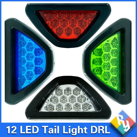 Universal 12 LED 12V DC DRL Triangle Car Rear Tail Light Safety Fog