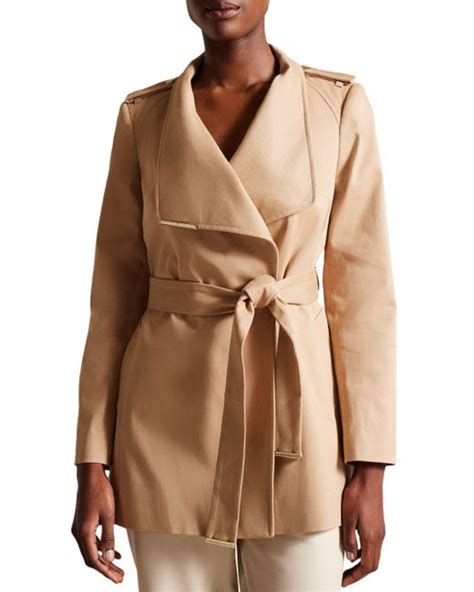 Ted Baker Rosiaas Hip Length Wrap Trench Coat In Brown Lyst