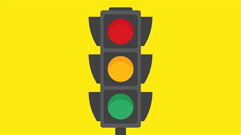 Traffic Light On Yellow City And Blue Sky Background Stock Illustration