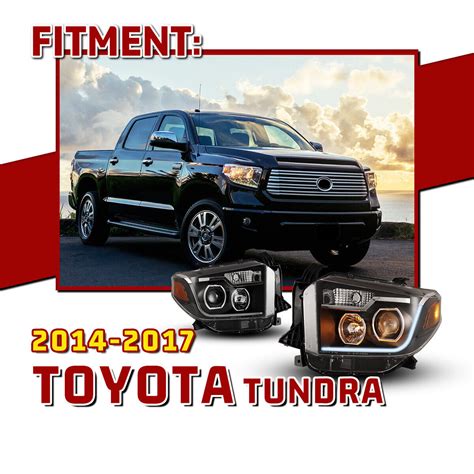 Headlights For 14 21 Toyota Tundra LED DRL Tube Projector Headlamp