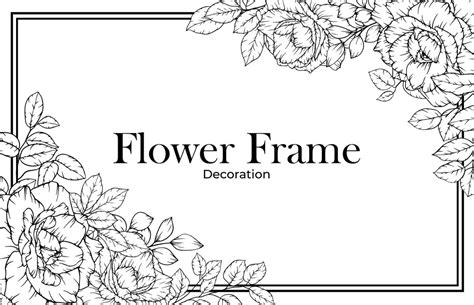 Premium Vector Rose Flower Frame Border Line Art