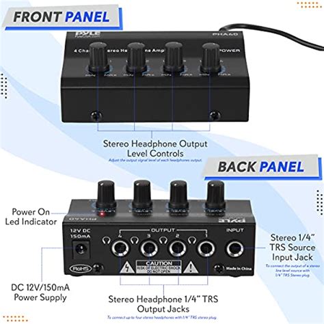 PYLE PRO 4 Channel Portable Stereo Headphone Amplifier Professional