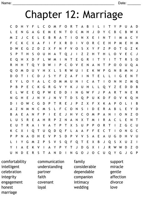 Chapter Marriage Word Search Wordmint