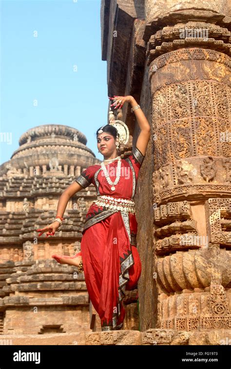 Dancer Performing Classical Traditional Odissi Dance At Konarak Sun