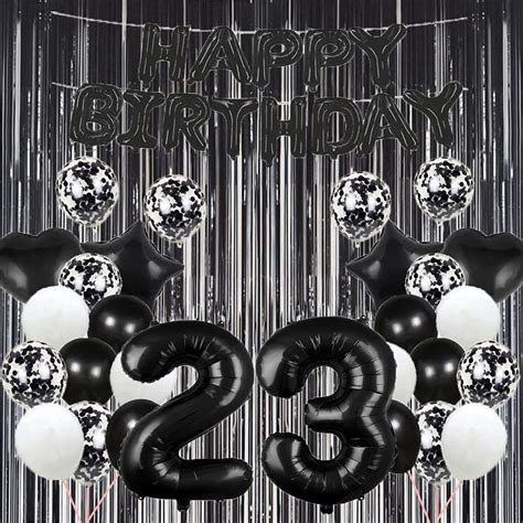 Buy 23th Birthday Balloon 23th Birthday Decorations Black 23 Balloons ...