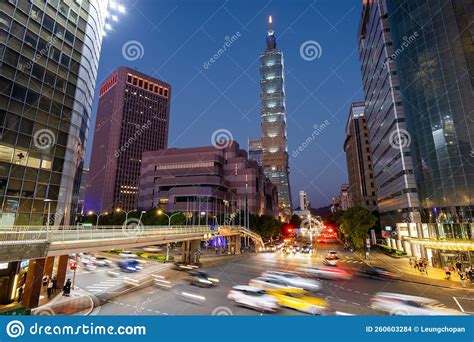 Taipei City Skyline Landmark at Night Stock Photo - Image of financial ...