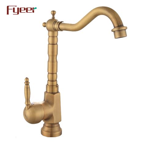 Fyeer Single Lever Handle Antique Brass Basin Faucet China Anqitue