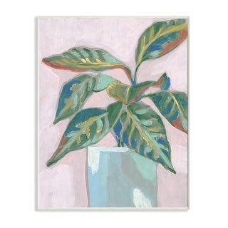 Stupell Potted Plant Pink Green Painting Wood Wall Art Bed Bath