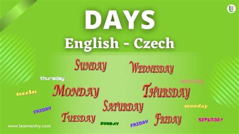 Days Names In Czech And English Learn Entry