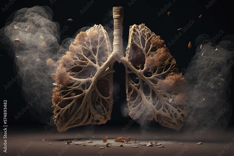 Human lungs with smoke on black background, Unhealthy habit, damages on ...