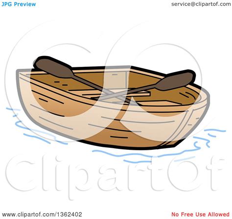 Clipart of a Cartoon Empty Wooden Row Boat - Royalty Free Vector ...