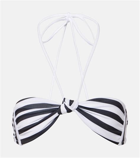 Striped Halterneck Bikini Top In Black Bananhot Mytheresa