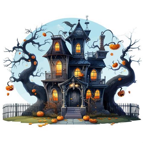 Clipart De Casa Assombrada De Halloween Vetor Premium