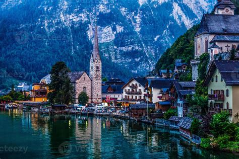 Beautiful View Point Of Hallstatt Heritage Village Summer In Austria