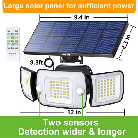 Intelamp Solar Lights Outdoor 3 Head Solar Motion Sensor Lights For