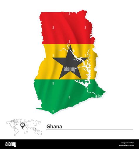 Karte Von Ghana Mit Fahne Vektor Illustration Stock Vektorgrafik Alamy