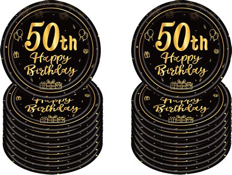 Pappteller 50 Geburtstag 16 Stück Einwegteller Geburtstag 18cm