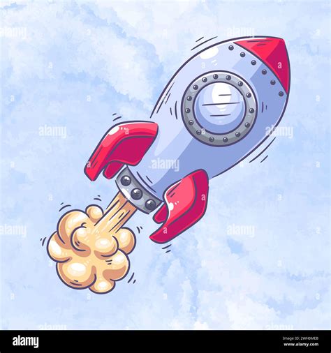 hand drawn rocket cartoon vector stock vector image art alamy