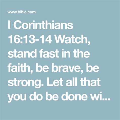 I Corinthians Watch Stand Fast In The Faith Be Brave Be