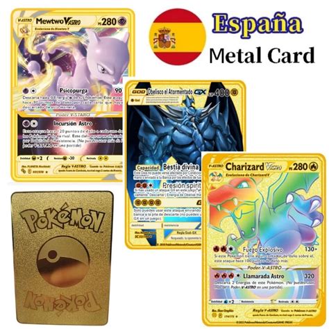 Cartas de Pokémon en español tarjetas de pokemon de metal dorado