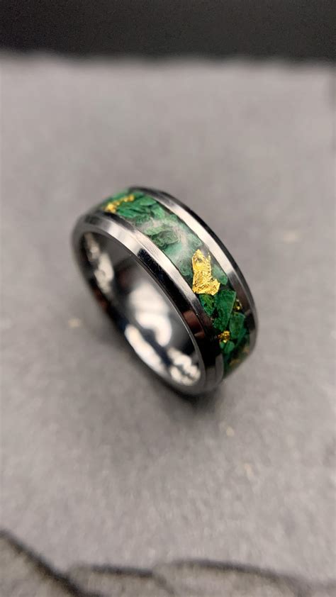I made a ring with malachite and 24k gold leaf inlayed in it! :) : r