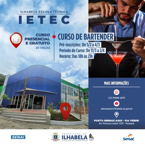 Continuam Abertas Pr Inscri Es Para Curso Gratuito De Bartender Rota