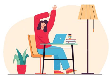 premium vector happy employee  break  work  stretching