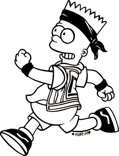 Bart Simpson Gangster Drawings Sketch Coloring Page