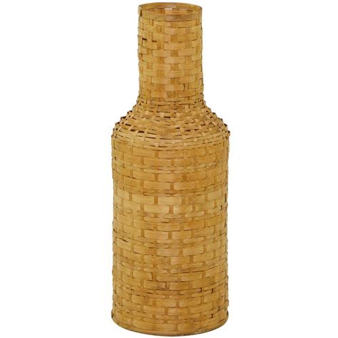 Litton Lane In Brown Tall Woven Floor Bamboo Wood Decorative Vase